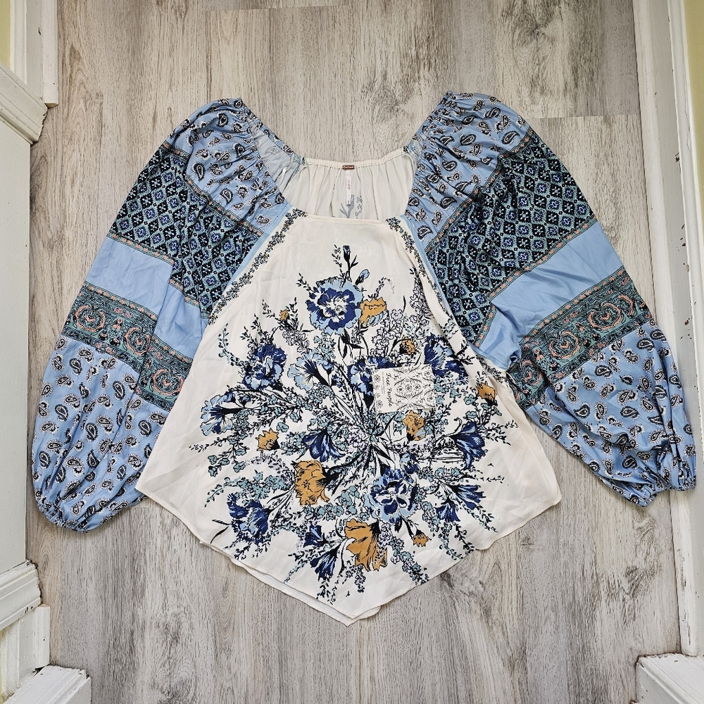 Nwt Free People Wild Flower Ivory Longsleeve Top XS